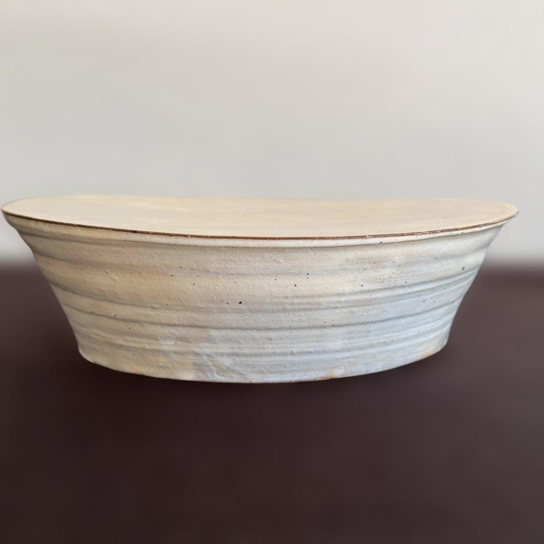 2/1まで限定値下げ：希少：花岡隆　粉引台皿　高台