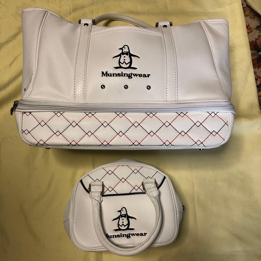 Munsingwear ゴルフバッグ (ホワイトボストンとカートバックのセット)