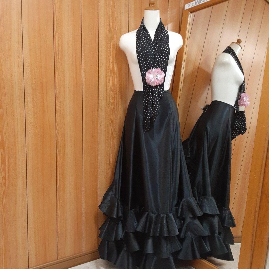 フラメンコ衣装　☆ファルダのみ　豪華ブラックファルダ