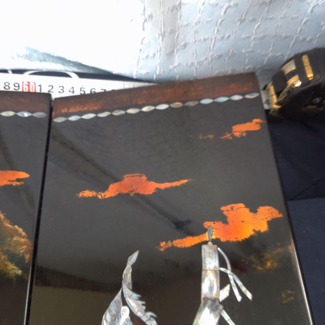 骨董４手彫り漆器 伝統的農村風景 4枚セット