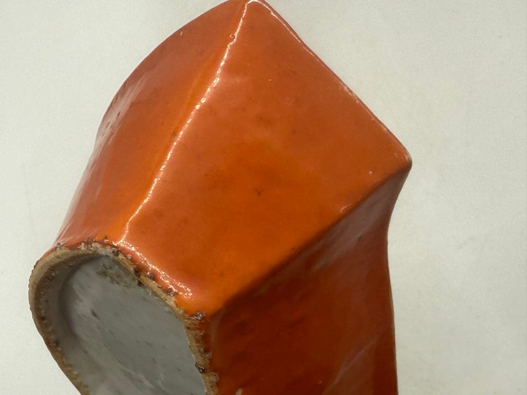 ※中国　清時代　紅釉 多角皿　送料込み250602