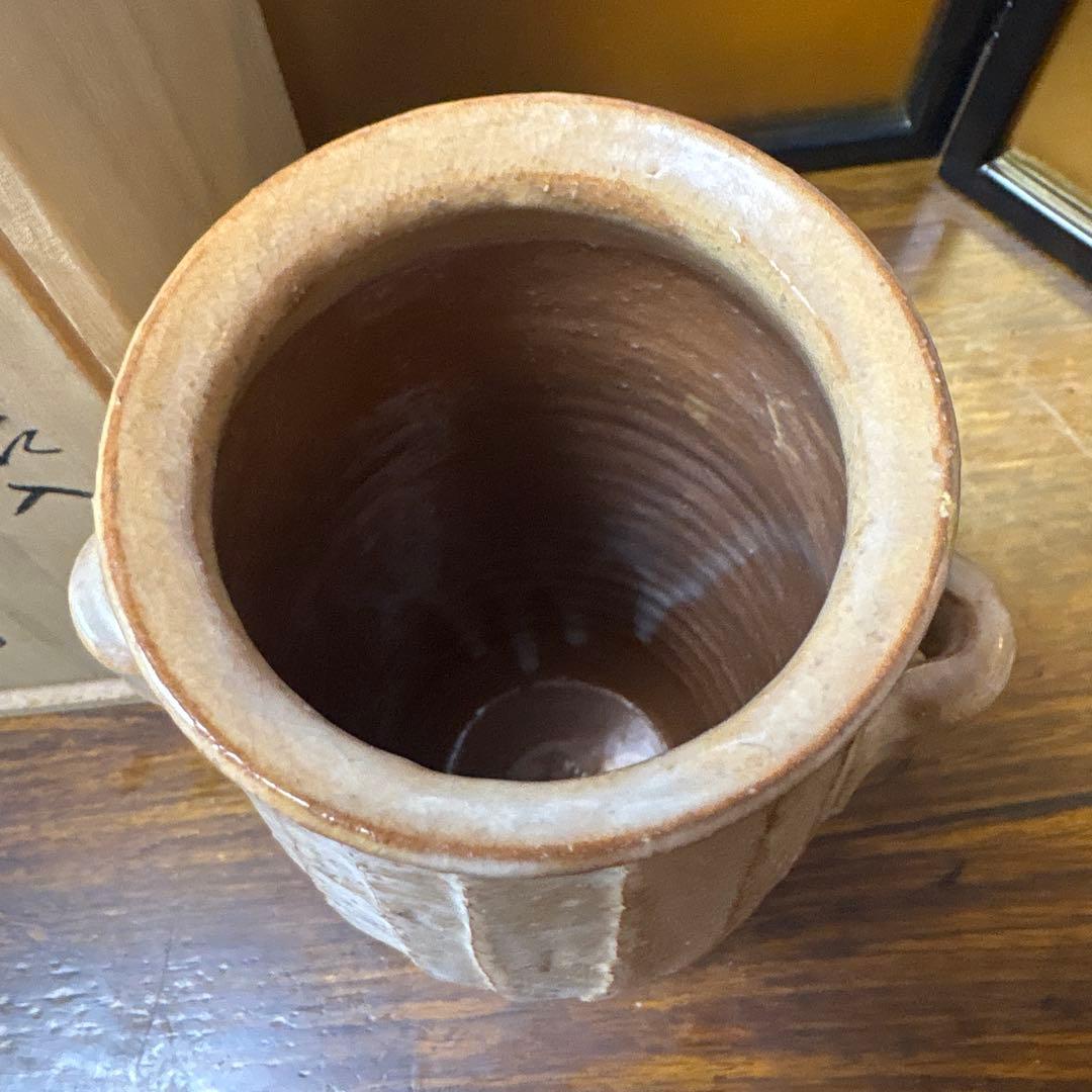 新品未使用　萩焼　波多野善蔵作　萩耳付き花入れ 木箱付き　　、