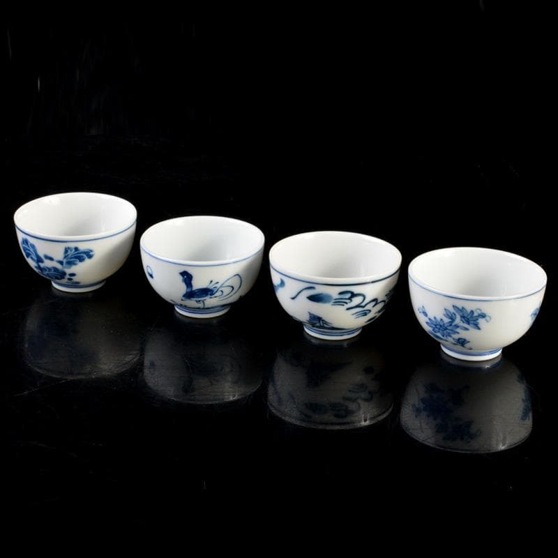 煎茶道具　賣茶好　酉年　鶏鳴盃　茶碗 ４客　共箱　V　6533