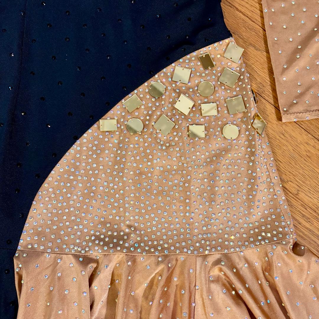【値下】キラキラ⭐️ラテンダンスドレス　豪華ラインストーンとデカビーズ　　Lサイズ
