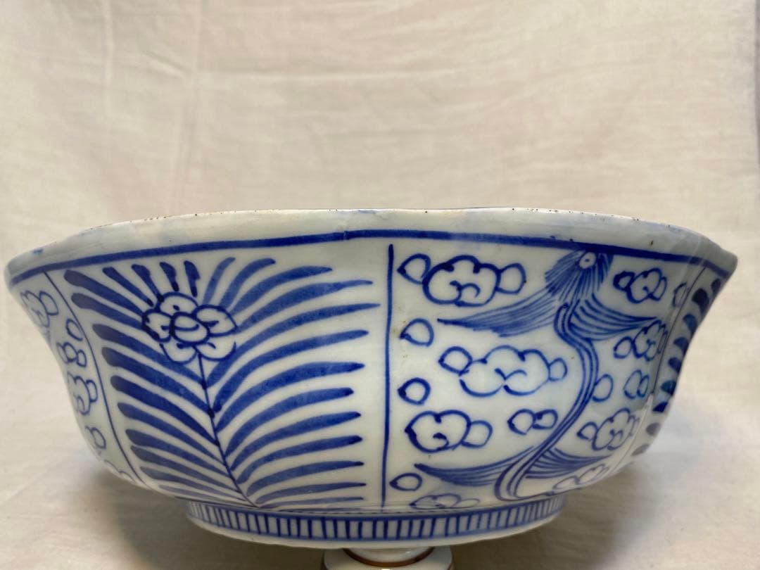 伊万里　古伊万里　染付　ベロ藍　花の図　蝶の図