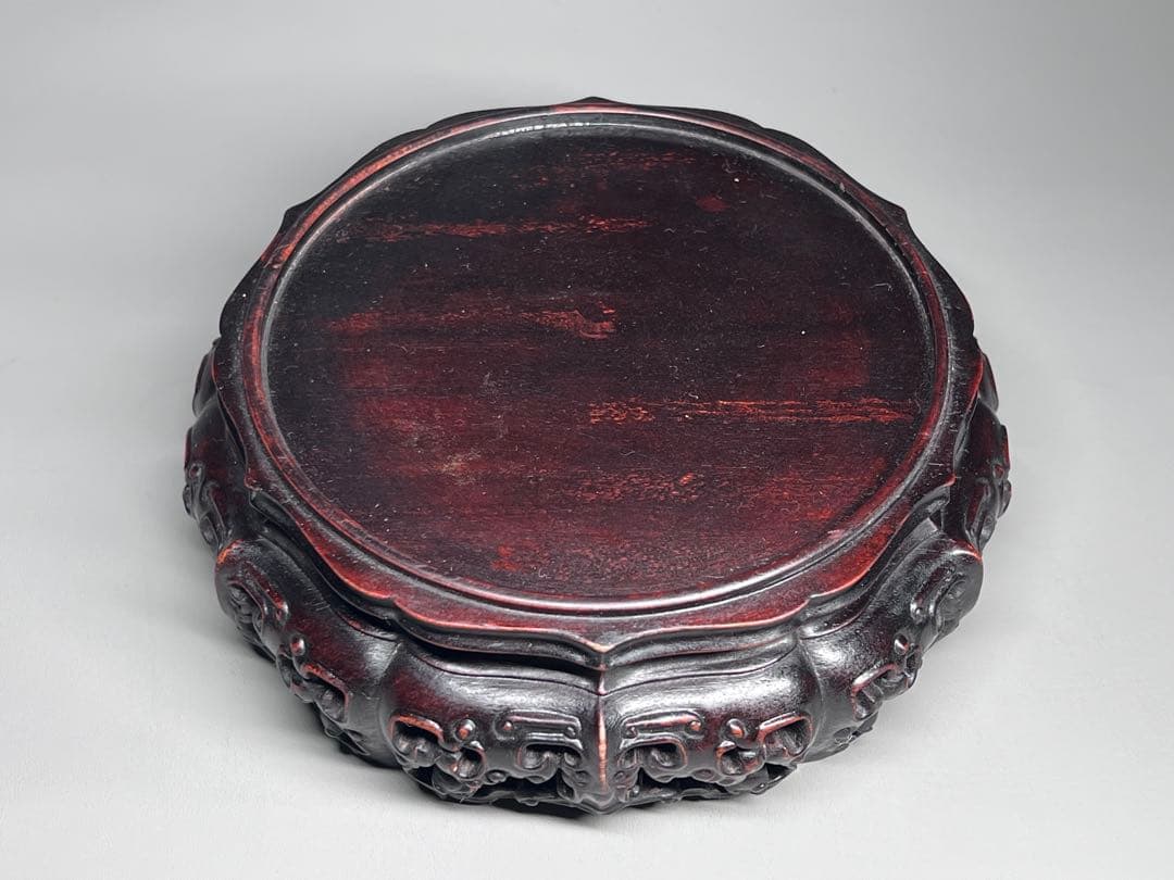 古美術　唐木紫檀底座　香炉台　花台　瓶座　飾り台　木製　素工　木座　仏像台