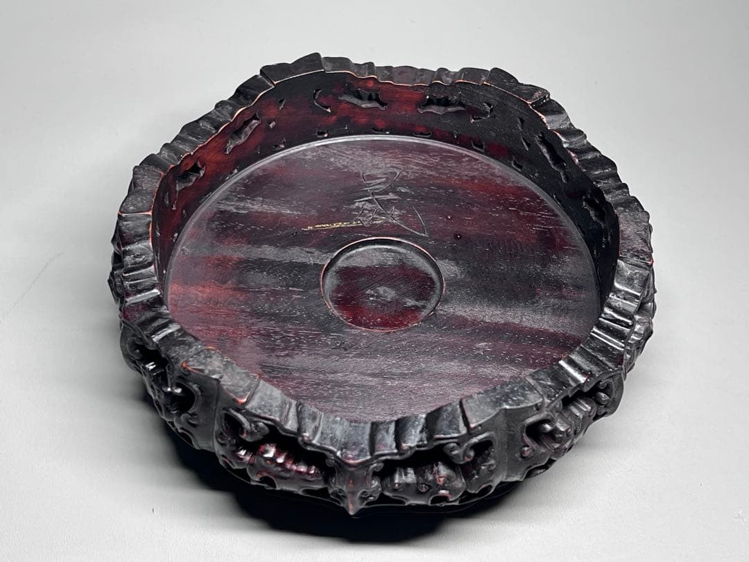 古美術　唐木紫檀底座　香炉台　花台　瓶座　飾り台　木製　素工　木座　仏像台