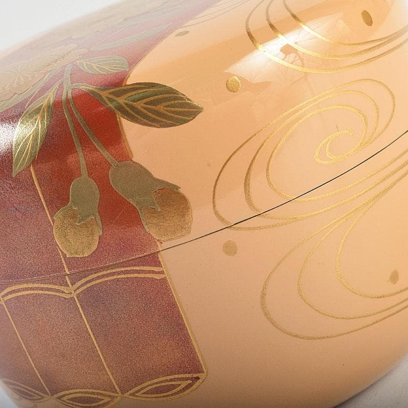 茶道具　加賀蒔絵師　中村宗尹作　白漆　花筏蒔絵　平棗　共箱　V　R9537