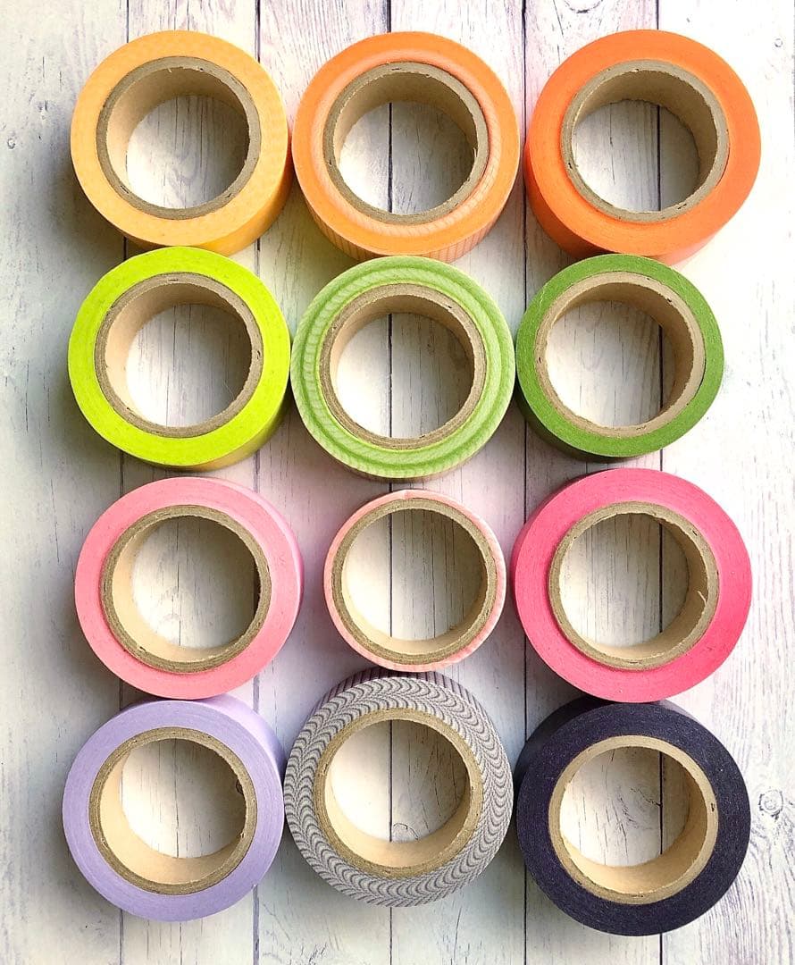 【レア】初期マークス　中古マスキングテープセット①　ベーシック　水玉　方眼　無地