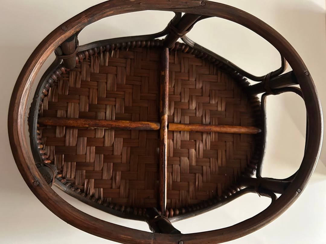 ラタン カントークテーブル　籐 ローテーブル 竹細工 古民具 41センチ