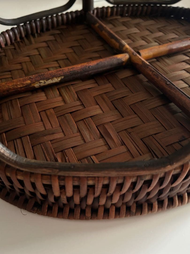 ラタン カントークテーブル　籐 ローテーブル 竹細工 古民具 41センチ