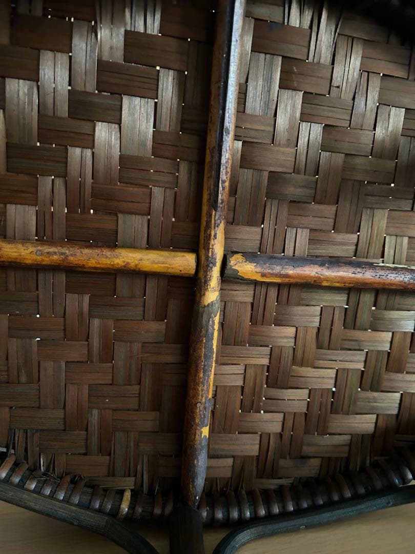 ラタン カントークテーブル　籐 ローテーブル 竹細工 古民具 41センチ