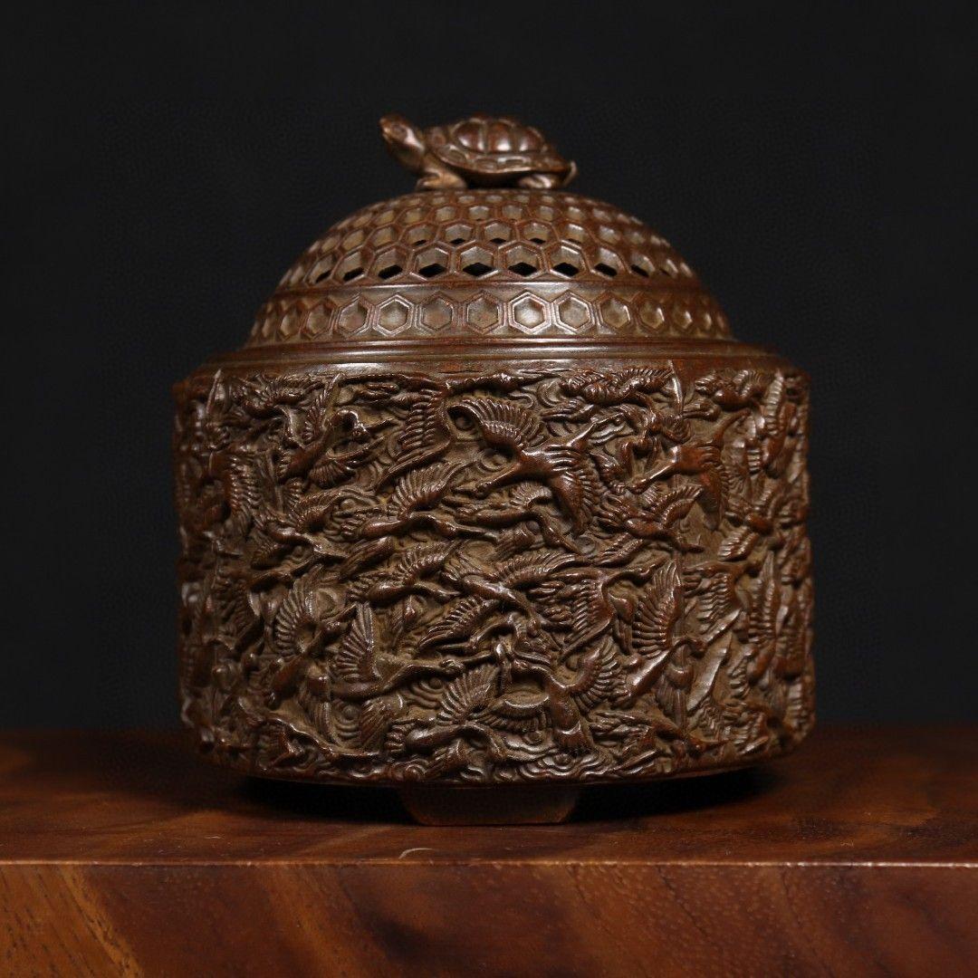 銅 細工 千鶴香炉 香塔 香道具 香薫炉工芸品 美術品 置物