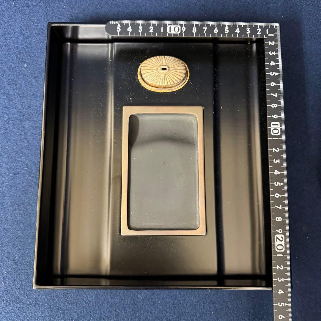 硯箱 平安 象彦 蒔絵 象嵌 硯 水滴 書道具 未使用 長期保管品