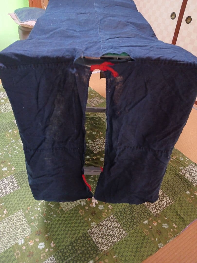 古布　油単　綿　濃紺　藍染　紋四つ　筒描き　一枚