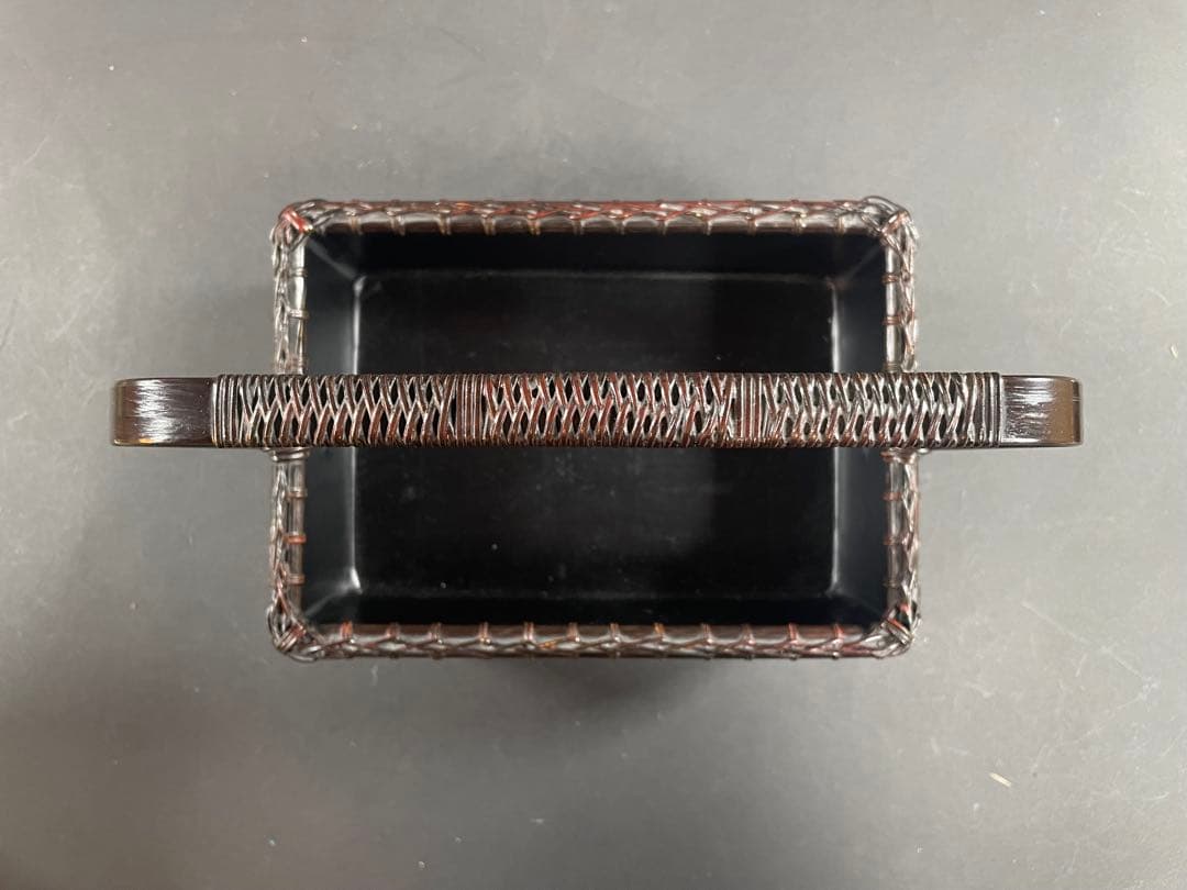 17 最終値下げ　和田鱗司 陶板入 唐物入 莨盆 共箱 竹網 煙草盆 竹工芸