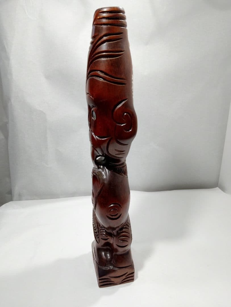 木製トライバルアート彫刻 約42cm