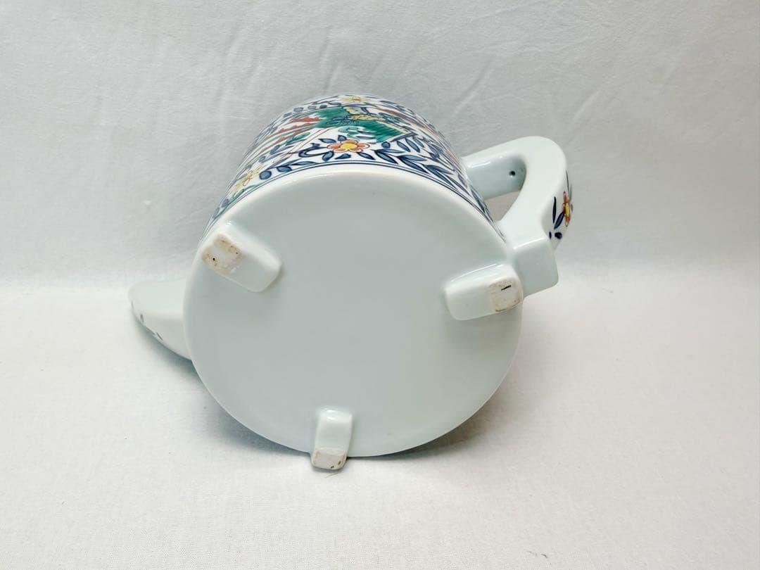 未使用 茶道具 静山造 差絵鳳凰絵 片口水注 水次 水差し 印有 共箱