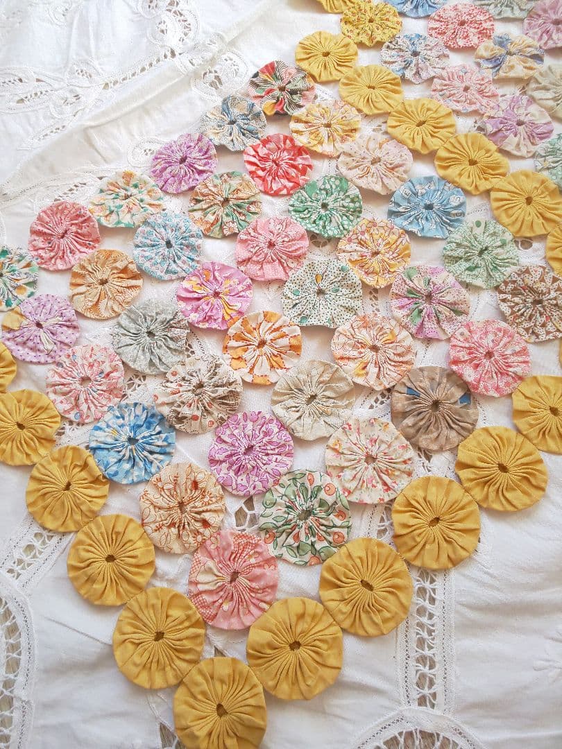 アンティーク ヨーヨーキルト フィードサック