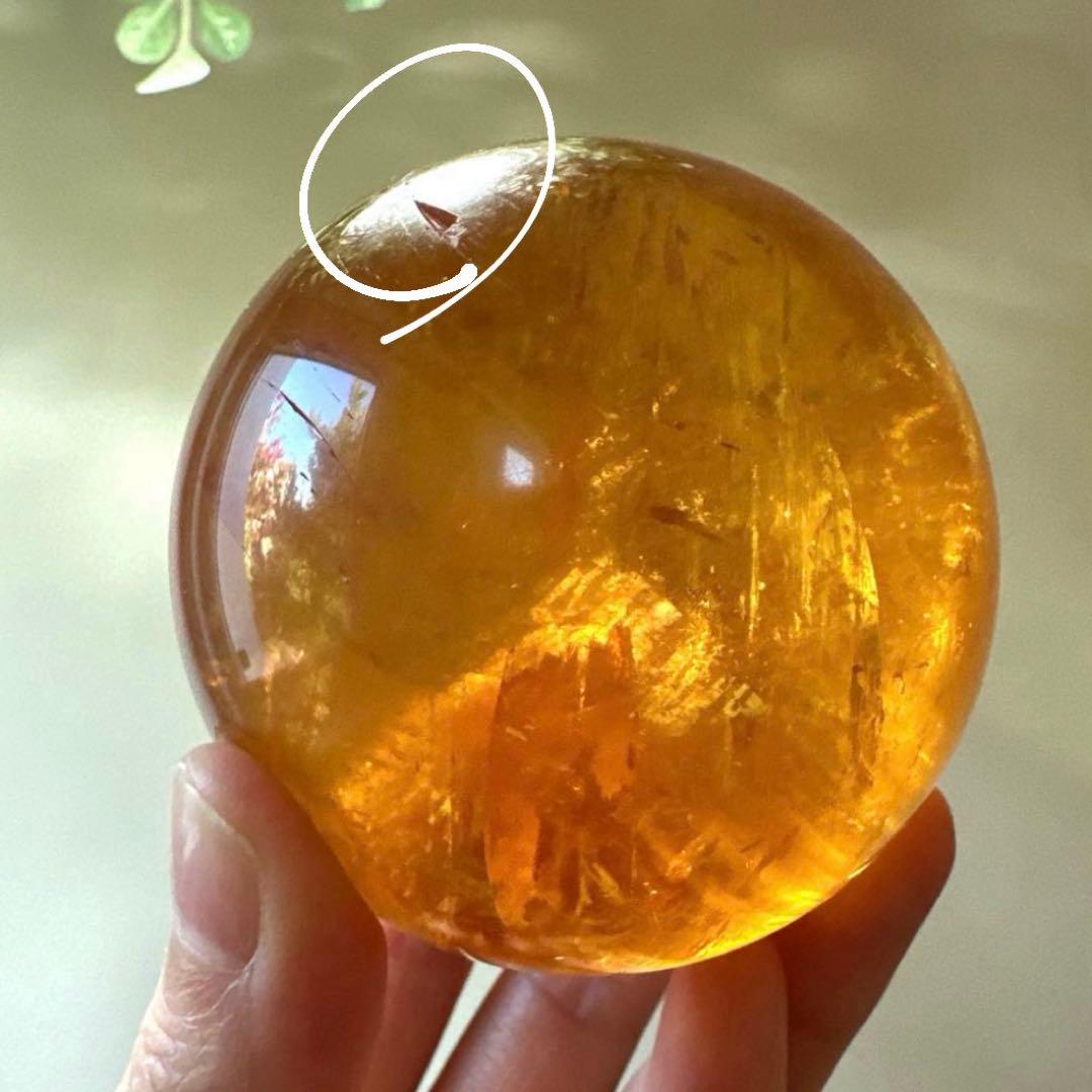 ハニーカルサイト　アンバーレア　スフィア　447.5g カルサイト　ゴールデン