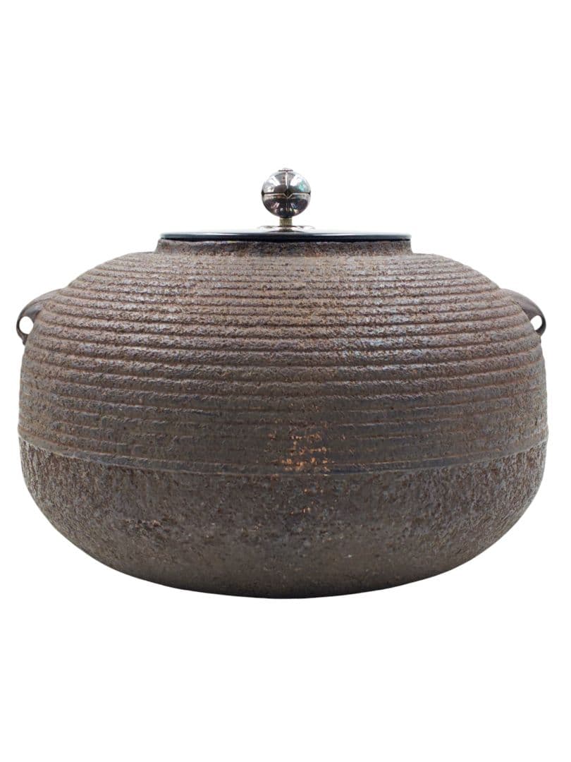 表千家 【兼中斎 書付】【二代北野宗三郎作】『南鐐摘(梅花)糸目 平丸釜』桐共箱