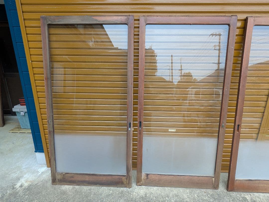 木製フレーム ガラスドア 4枚セット　W910×H1790　引き取り希望