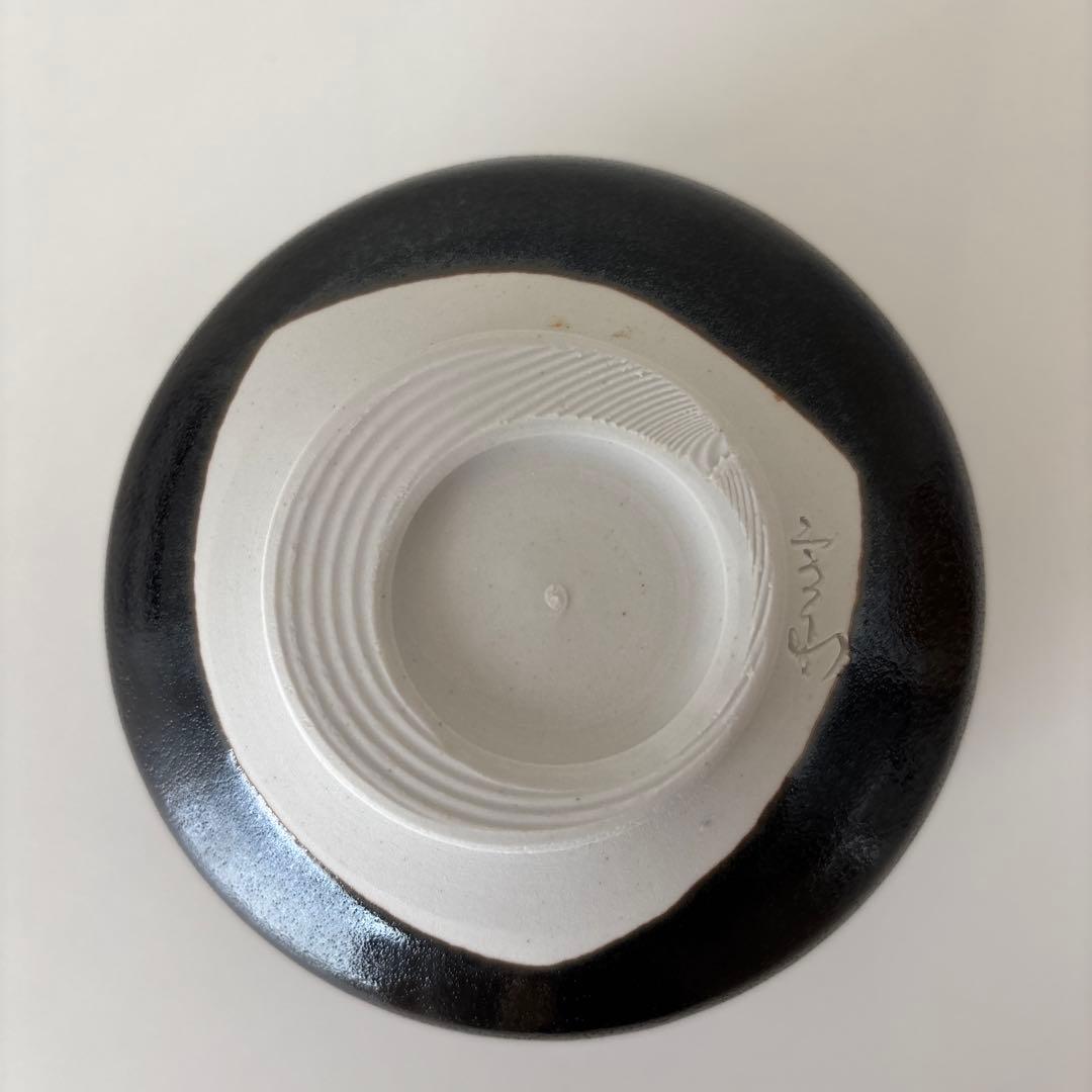 【新品未使用】抹茶茶碗　兎月窯　杉浦文泰作　瀬戸焼　御題『空』共箱　ウコン布