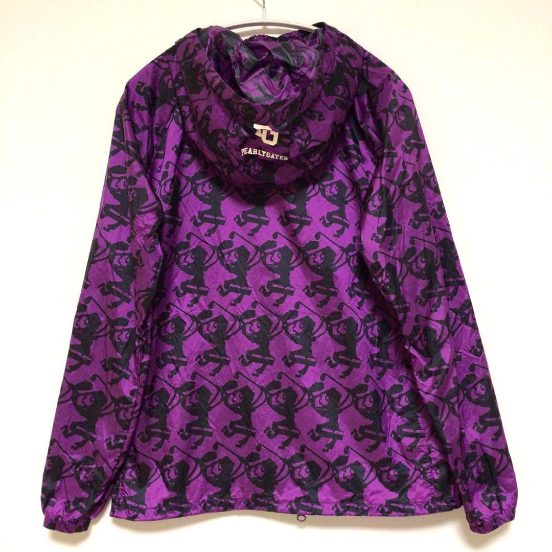 レア パーリーゲイツ×スポンジボブ コラボ 総柄 レインウェア 紫黒 0 極美品