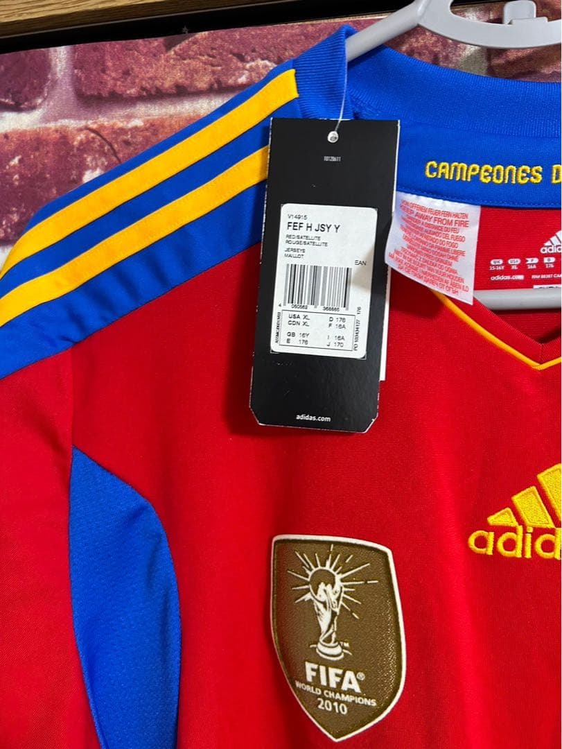 2010 W杯　スペイン代表　ホームユニ　adidas 赤　青170