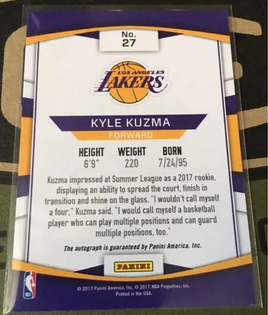 【RC】donruss／next day auto kuzma クーズマサイン