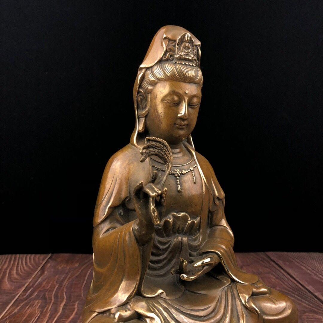 仏像 銅像 柳枝観世音仏像 彫刻 置物 開運 風水 工芸品 置物