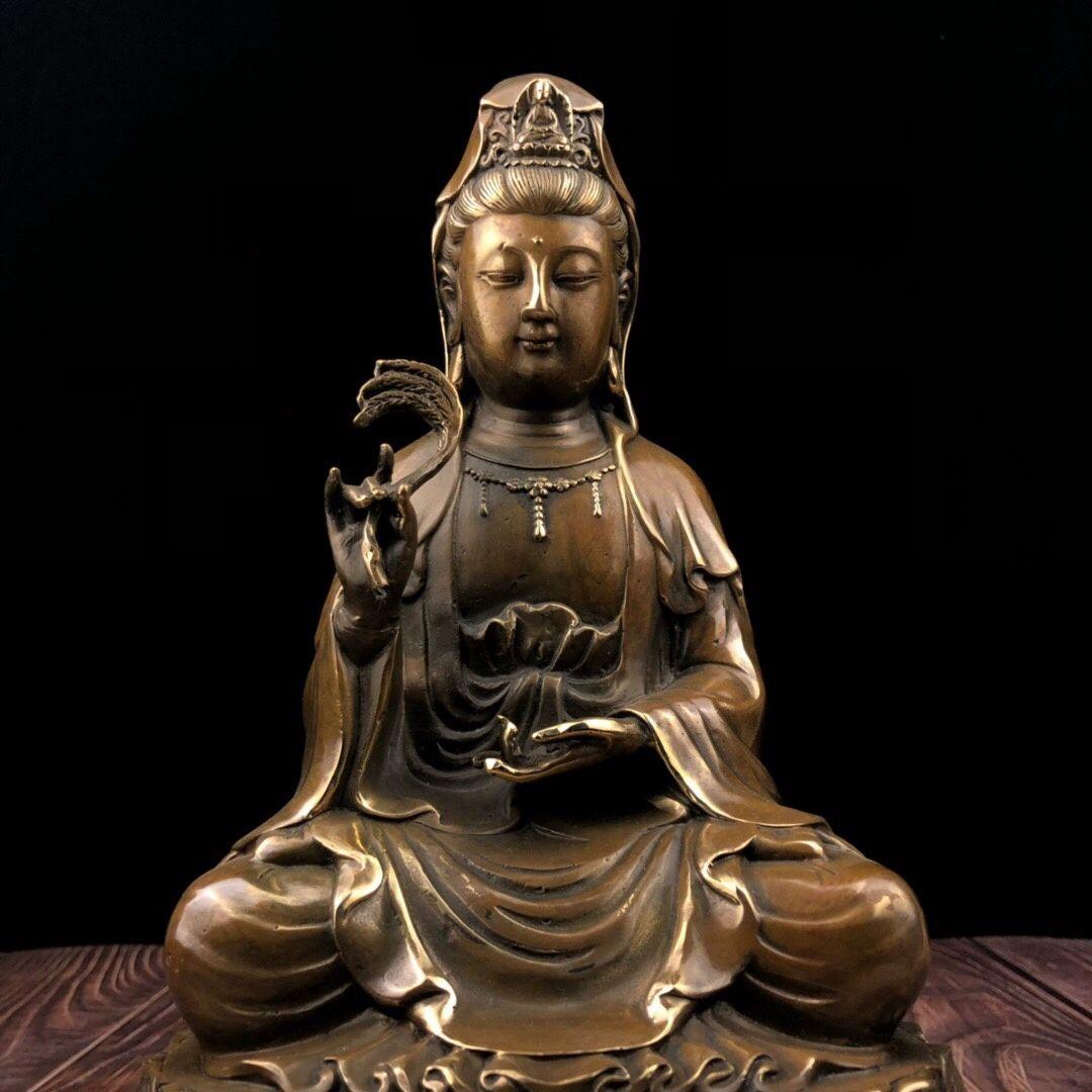 仏像 銅像 柳枝観世音仏像 彫刻 置物 開運 風水 工芸品 置物