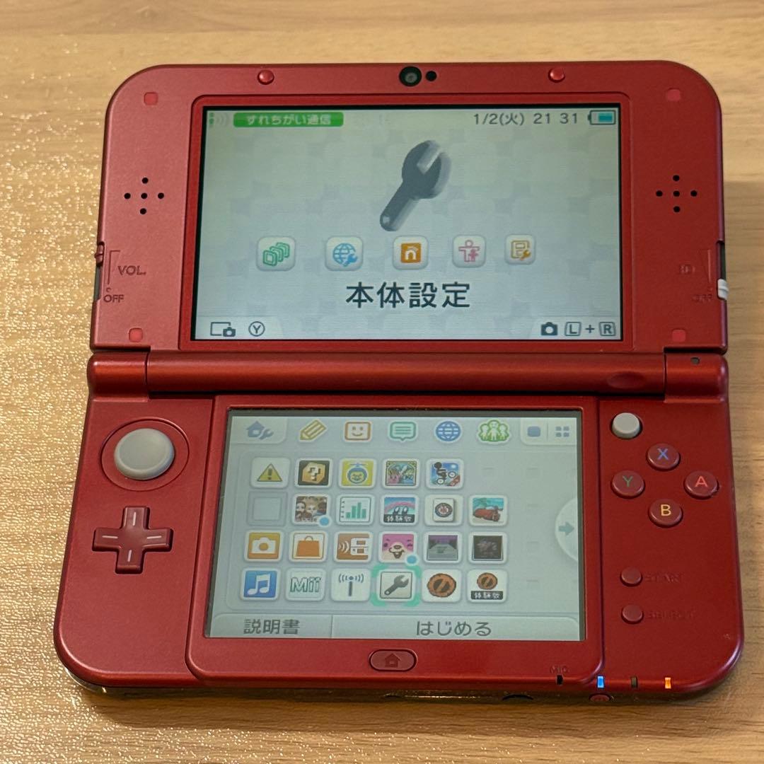 7-143【美品】Newニンテンドー3DS LL メタリックレッド 下IPS