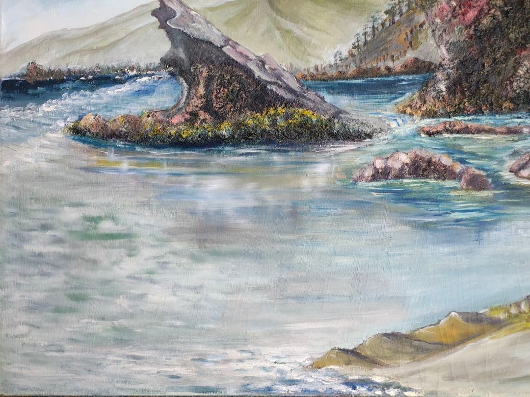 【F50号 大型原画】日豊海岸 油彩画「秋-海辺の想」宮崎 大分 風景画 店舗