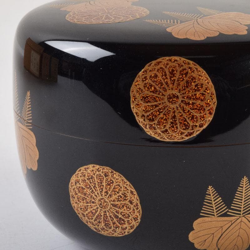 茶道具　北村葵春作　菊桐蒔絵　内銀溜　平棗　共箱　V　8726