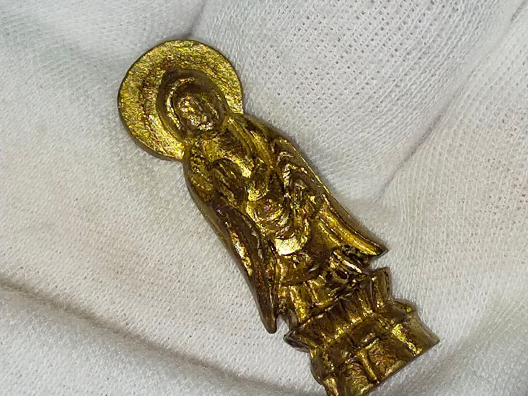 ♥本尊　釈迦像　豆仏　５体　展示台　共箱付き　お釈迦様　仏像　観音様　骨董