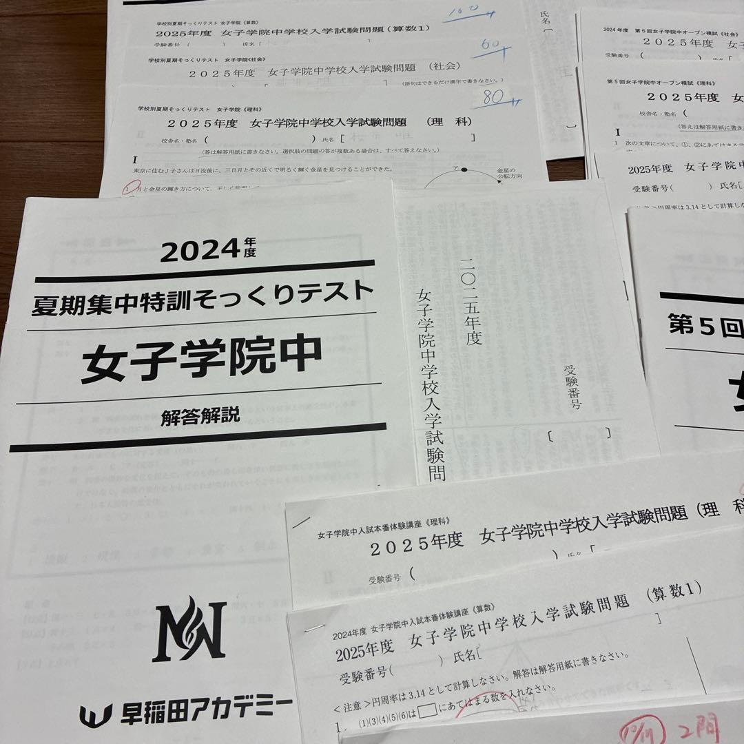 NN女子学院中 志望校別オープン模試 5回分　2024年