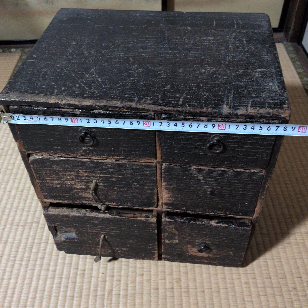 推定昭和初期　黒い木製6引き出しタンス