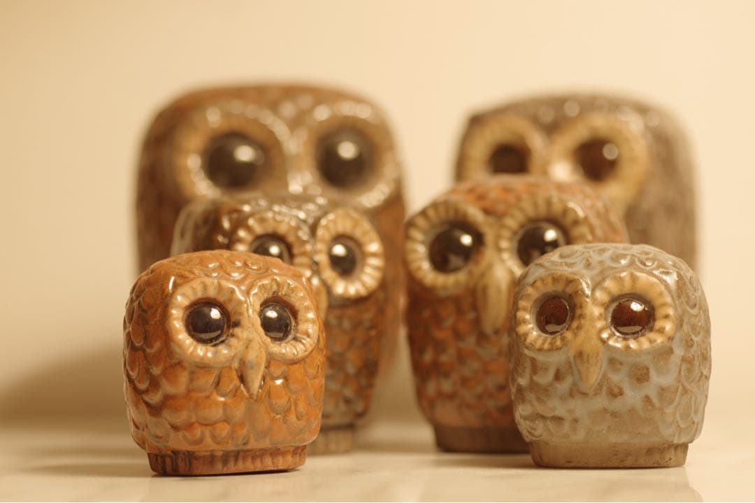 幸せを呼ぶ　ふくろう Lars Bergsten ラース・バーグステン 梟　6羽