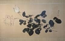 【模写】絵画　川端龍子　日本画　繊細な葉と花の美を描いた和風アート　V81