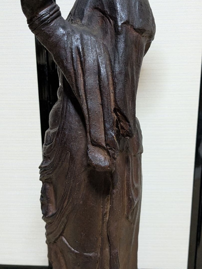 備前焼 観音菩薩立像 仏像 置物 細工物 仏教 観音様 在銘 作家作品 塑像