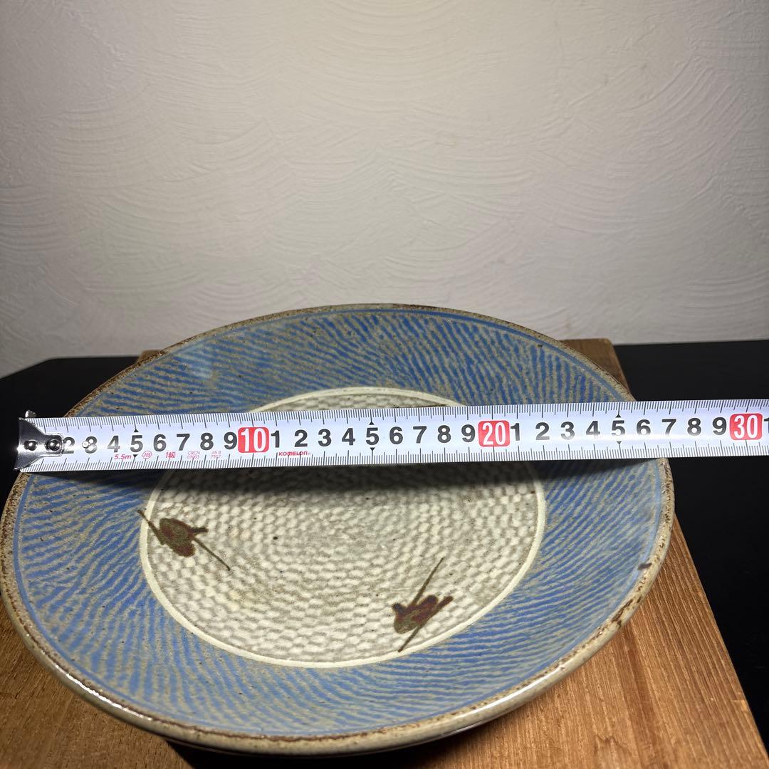 真作　人間国宝　島岡達三　象嵌皿　経約27センチ