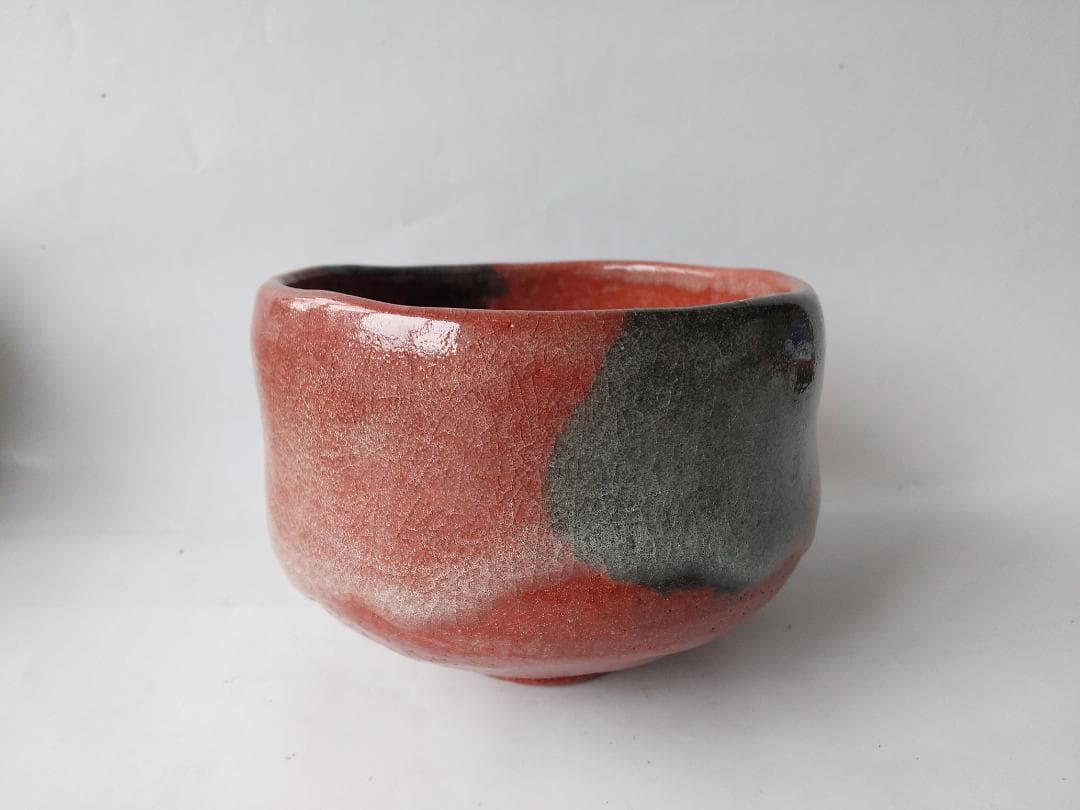 松雲窯 泉喜仙 作 赤茶碗 赤楽 大樋焼 共箱 共布 栞 茶道具 抹茶碗 美品