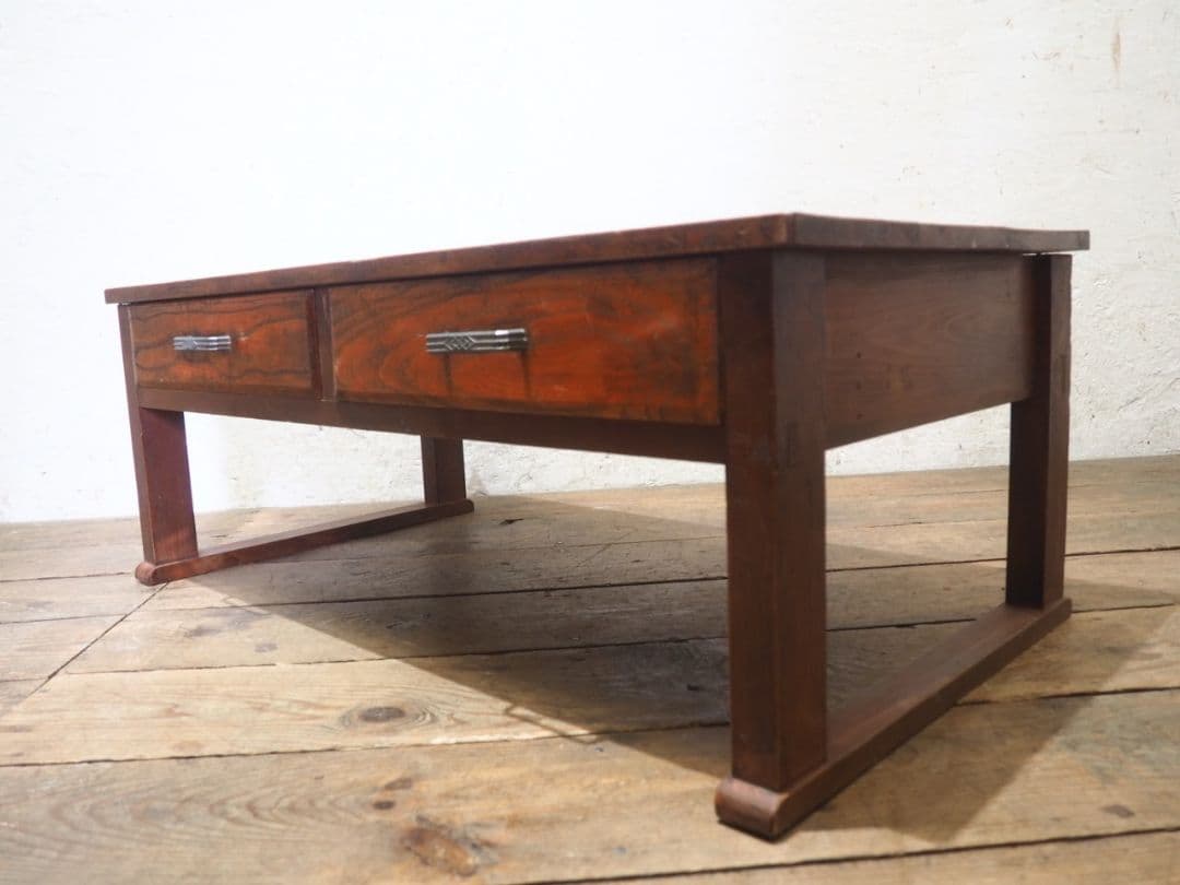 1207 アンティーク　文机　ローテーブル　座卓　ちゃぶ台 レトロ　展示台　引出