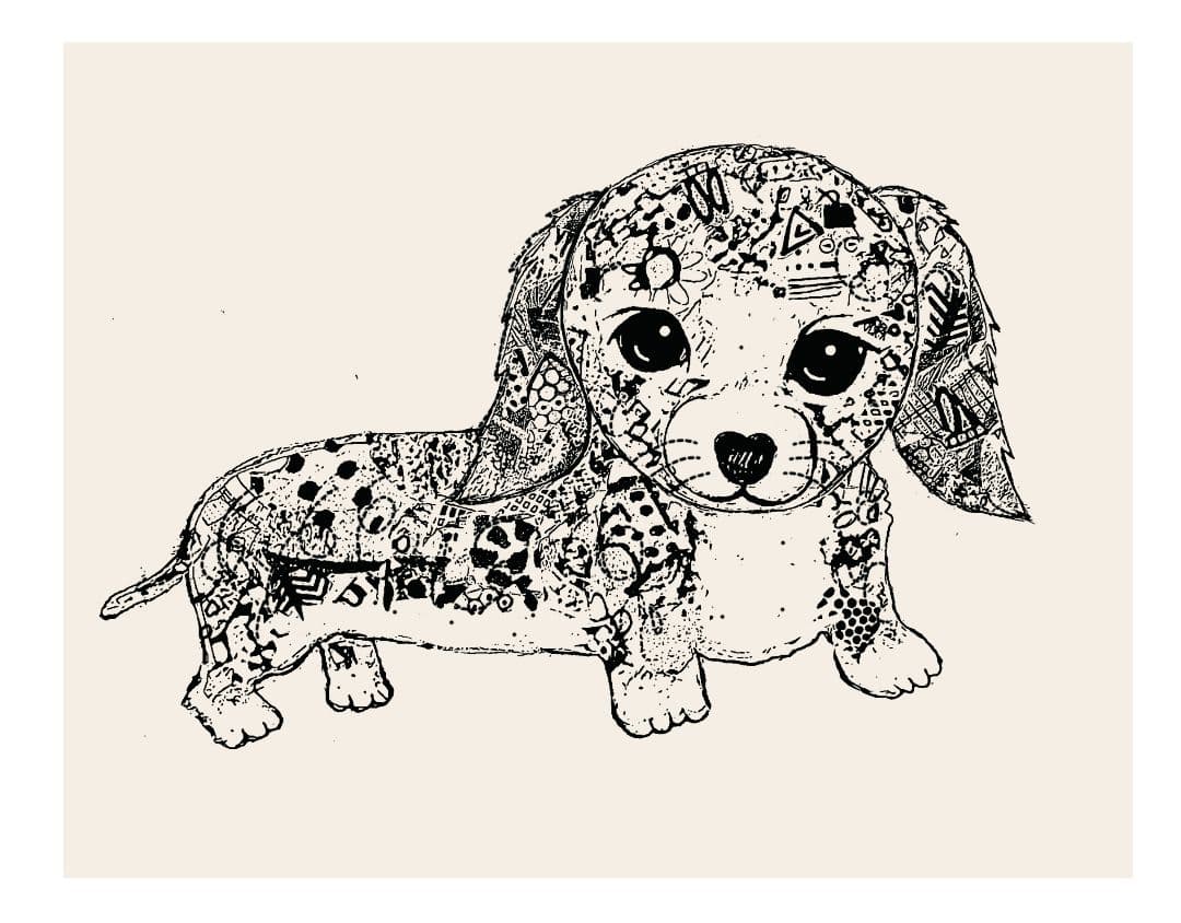 ご依頼参考作品の下図　ダックスフント