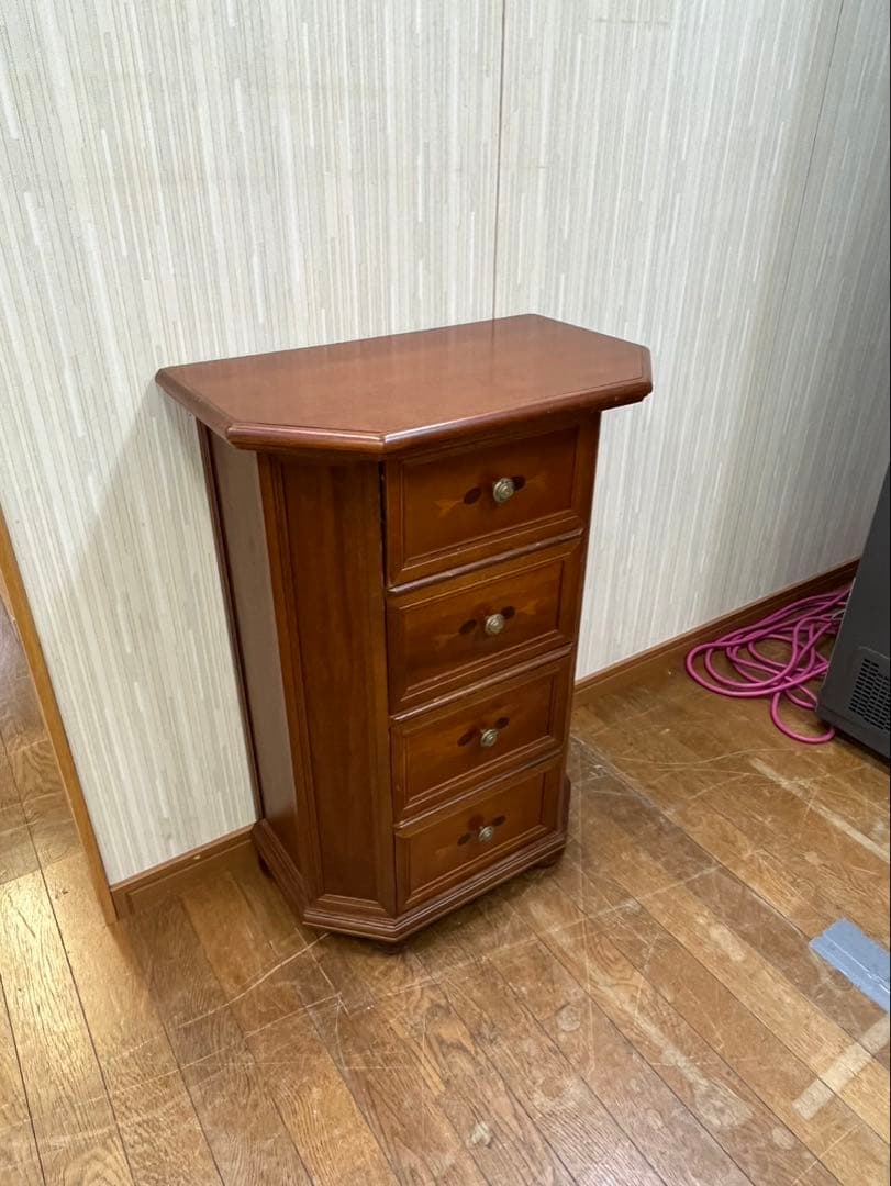 アンティーク家具 木製 イタリア 象嵌 電話台 サイドテーブル チェスト