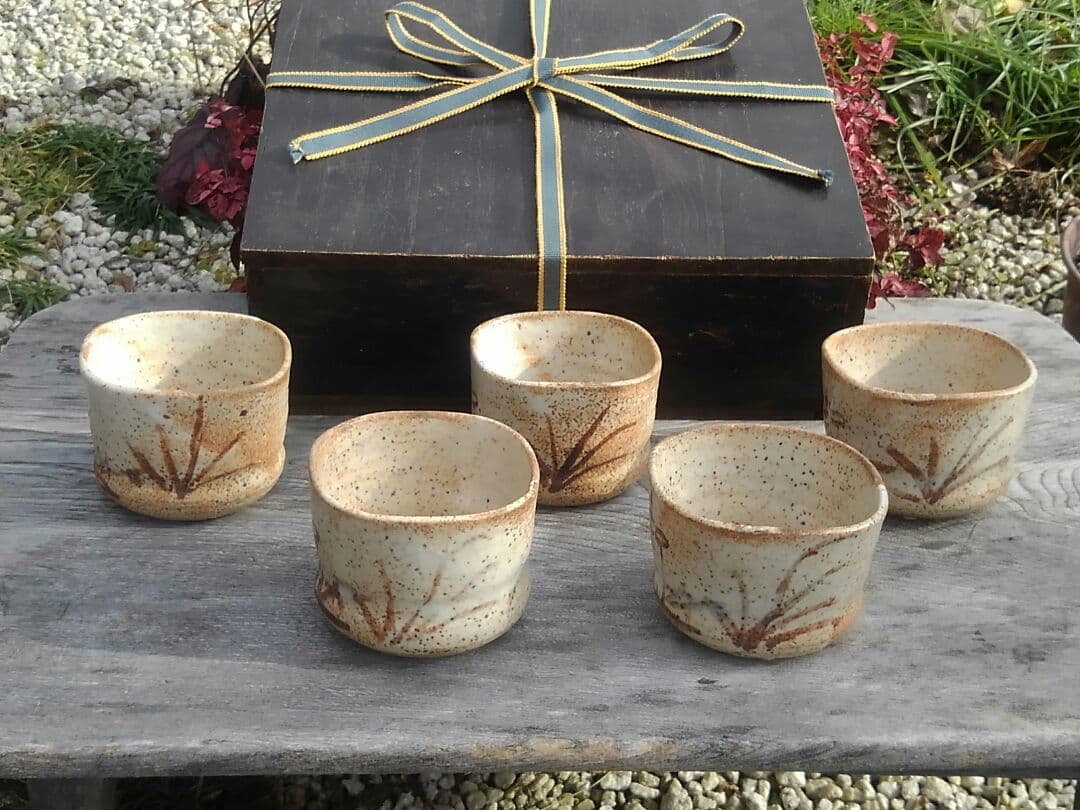 ♥美濃焼　志野　向付　五客揃い　桐箱付き