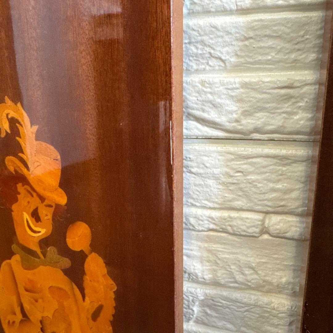 ピエロ★壁飾り★絵画★象嵌細工★寄木★無垢★マホガ二★イタリア製