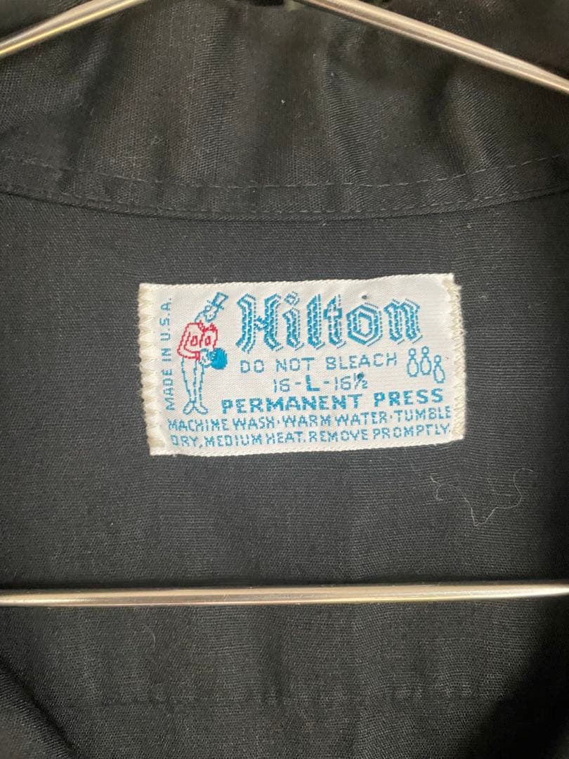 70's HILTON ヒルトン ボウリングシャツ チェーン刺繍 アメカジ