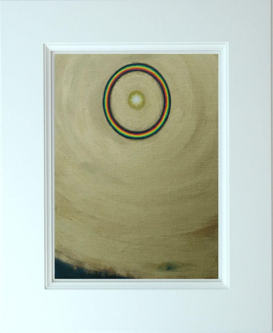 油絵 菅家令子 絵 絵画インテリア額付(薄青緑)F3-G112023 風景祈希望